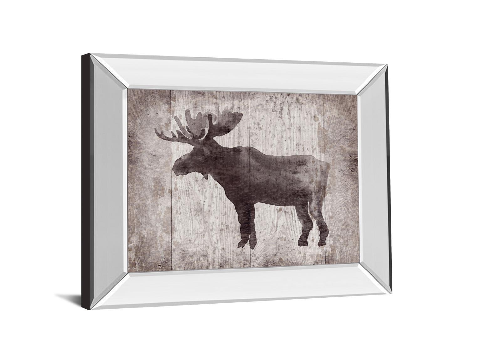 Wildness Iv-timber By Sandra Jacobs - Mirror Framed Elk Print Wall Art - Dark Brown Classy Art