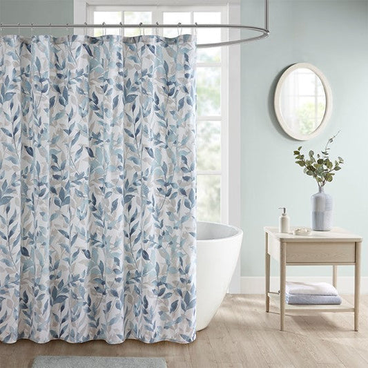 Botanical Printed Shower Curtain Blue Olliix.com