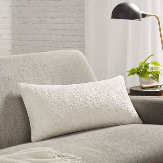 Boucle Oblong Decor Pillow White Olliix.com