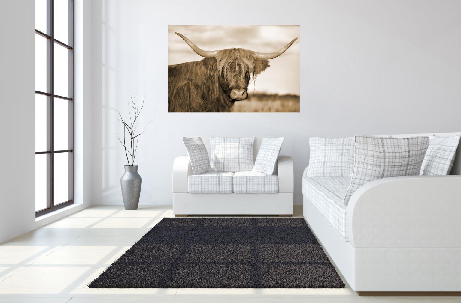 Tempered Glass With Foil - Highland Cow 1 - Light Brown Classy Art