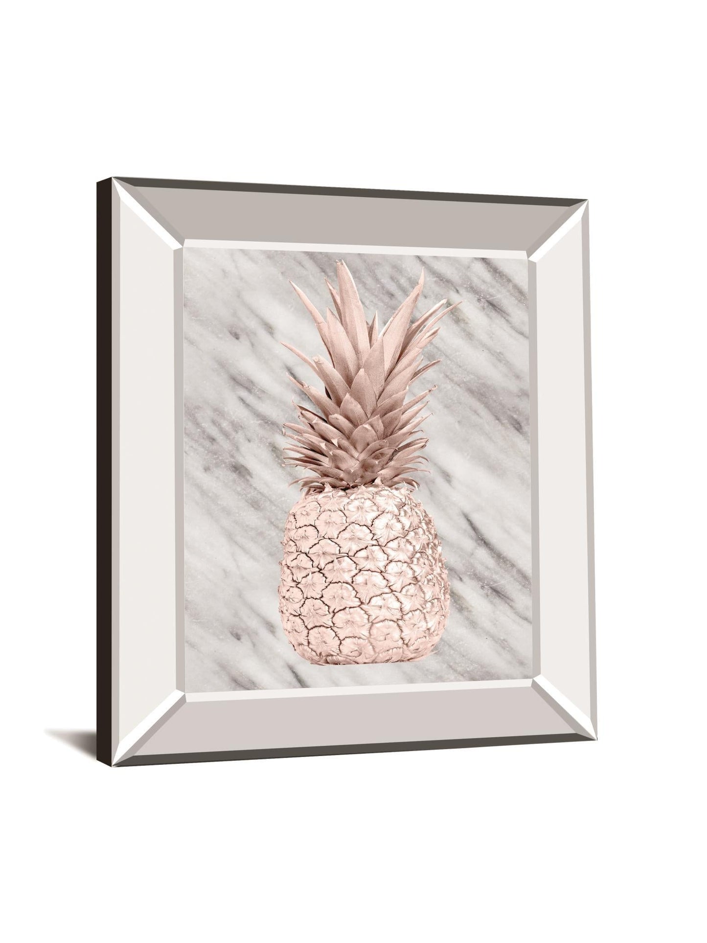 Rose Gold Pineapple On Gray Marble By Nature Magick - Mirror Framed Print Wall Art - Gray Classy Art