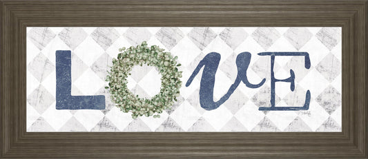 18x42 Love With Eucalyptus Wreath I By Marla Rae - Light Blue Classy Art