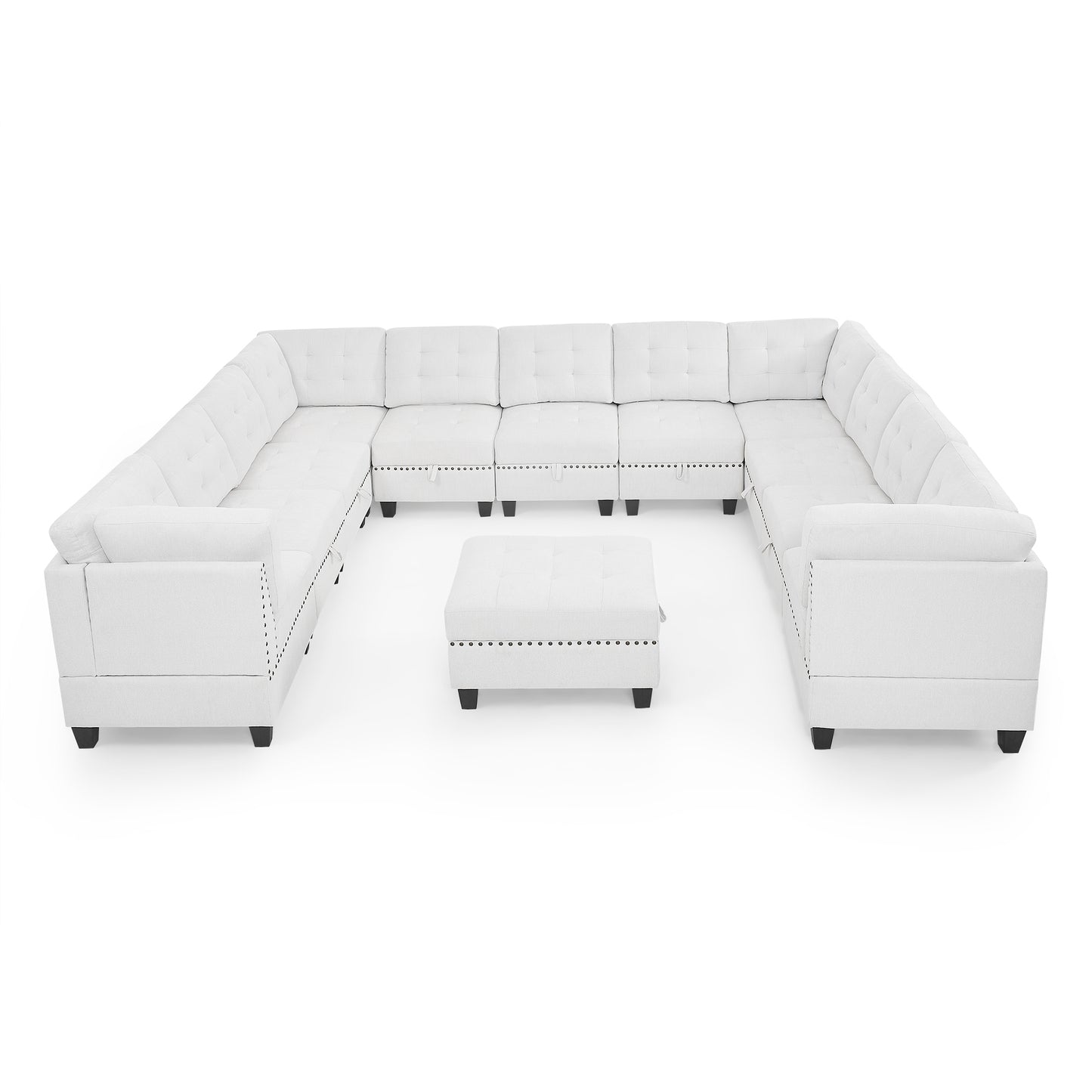 U shape Modular Sectional Sofa,DIY Combination,includes Seven Single Chair, Four Corner and One Ottoman,Ivory House to Home Furnishings LLC