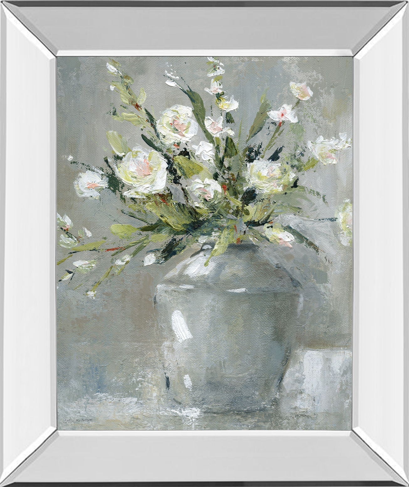 Country Bouquet Il By Carol Robinson - Mirror Framed Print Wall Art - Dark Gray Classy Art