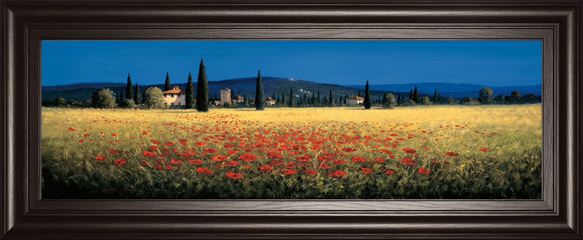 Tuscan Panorama-poppies By David Short - Blue Classy Art