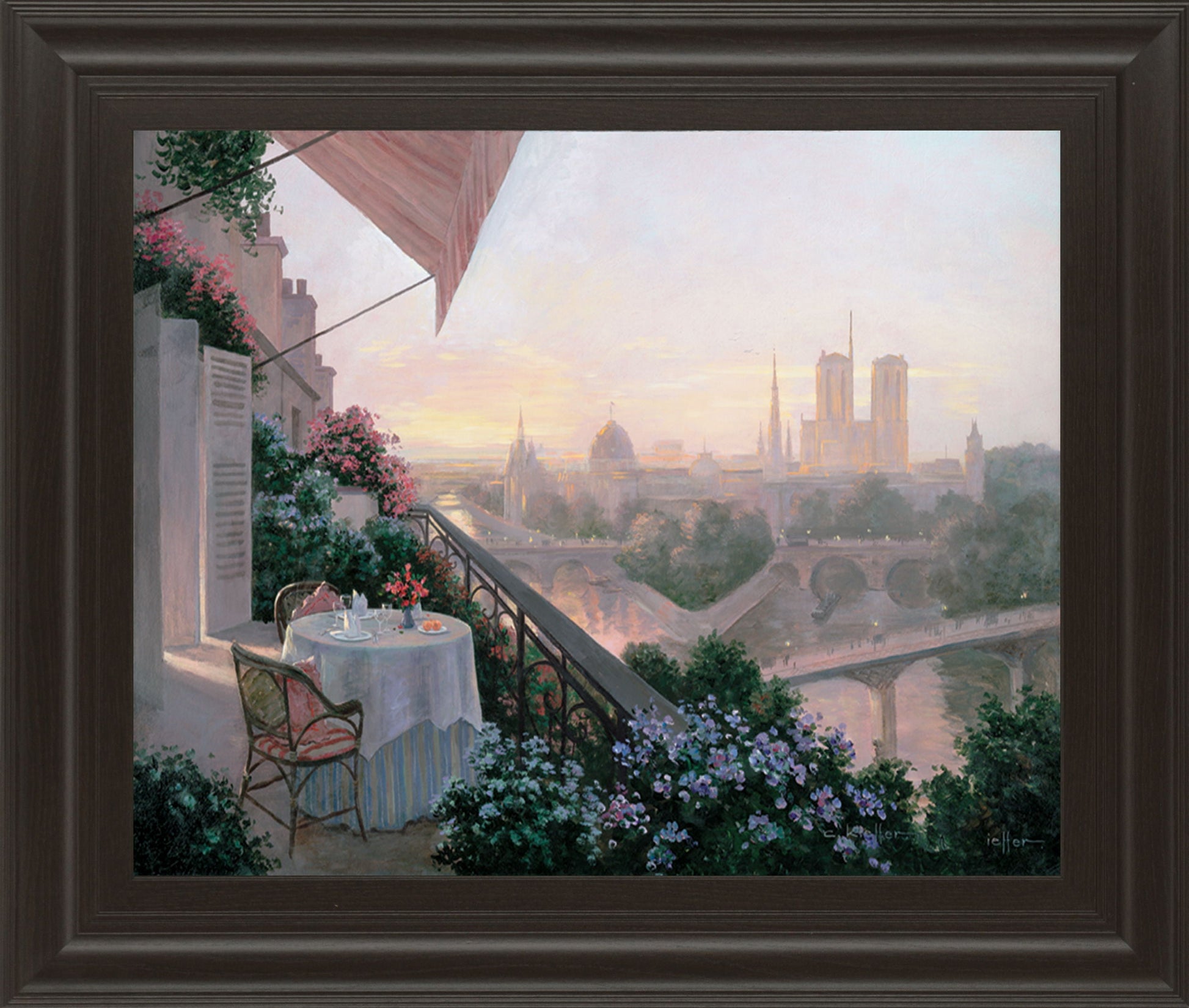 Dinner For Two By Christa Kieffer - Framed Print Wall Art - White Classy Art