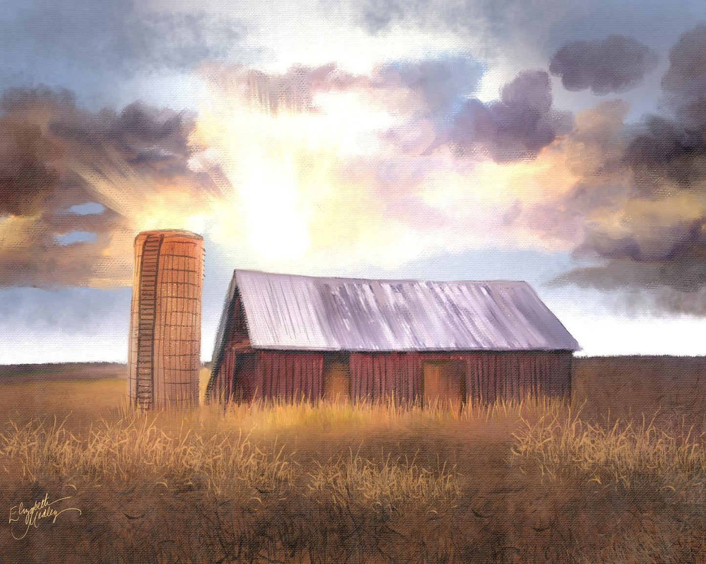 Sunset Farm By Elizabeth Medley - Light Brown Classy Art