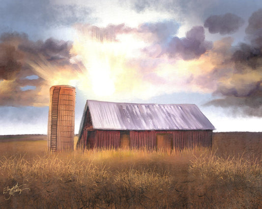 Sunset Farm By Elizabeth Medley (Small) - Light Brown Classy Art