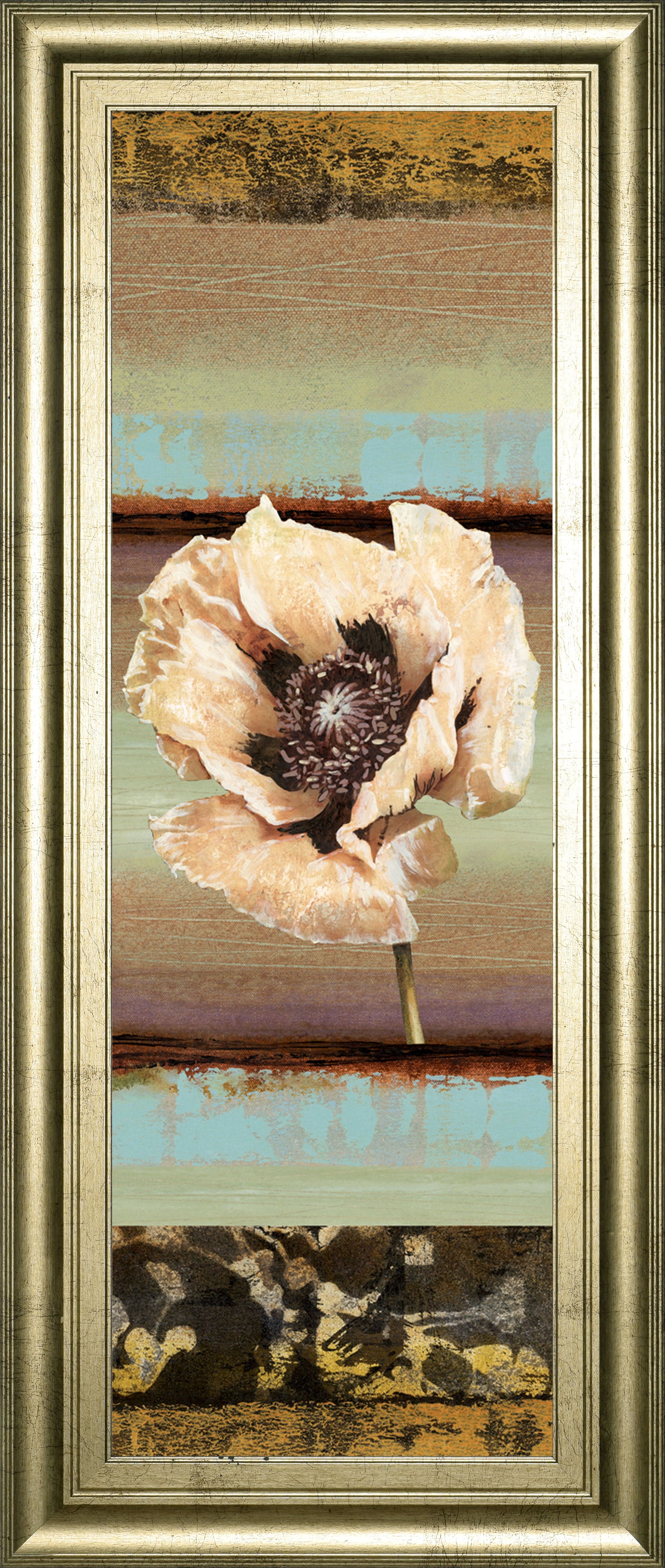 Elemental Poppy I By Selina Werbelow - Framed Print Wall Art - Blue Classy Art