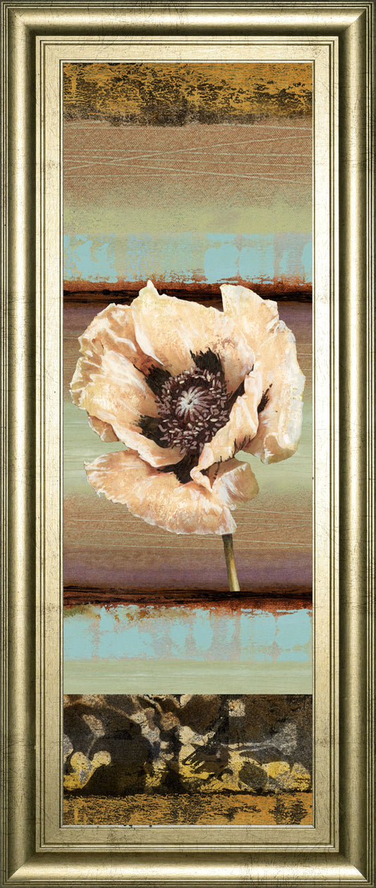 Elemental Poppy I By Selina Werbelow - Framed Print Wall Art - Blue Classy Art