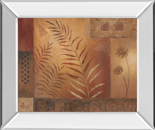 Modern Fern Il By Vivian Flasch - Mirror Framed Print Wall Art - Red Classy Art