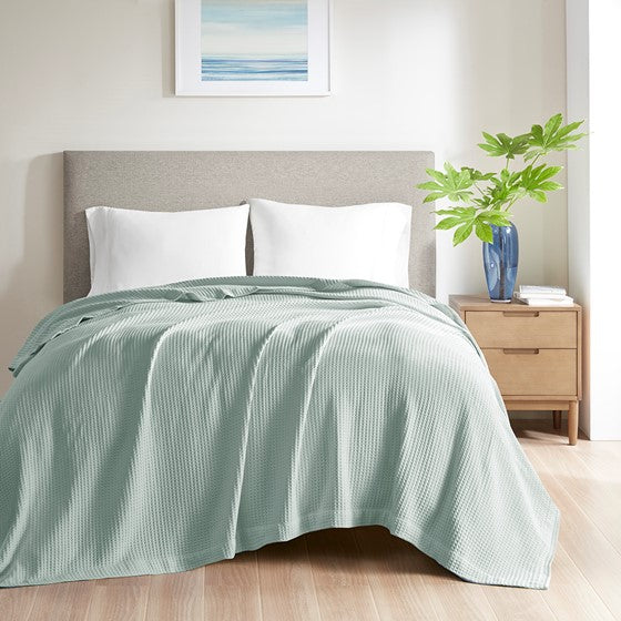 Cotton Blanket Aqua Full/Queen Olliix.com