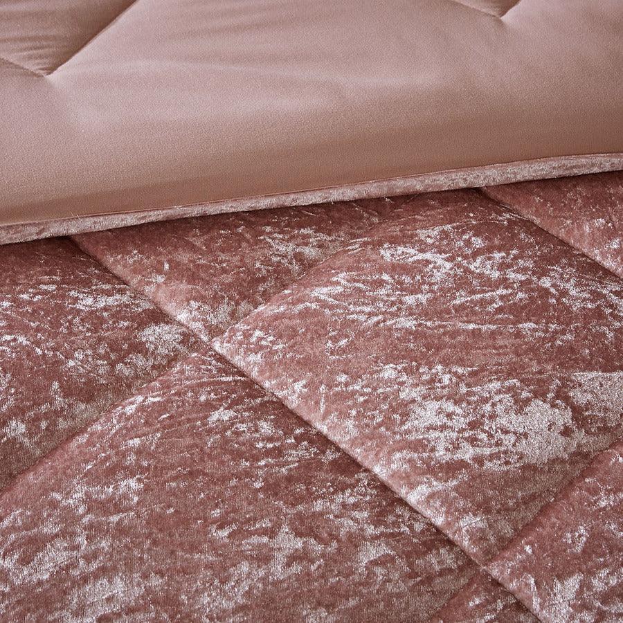 Felicia Casual Velvet Comforter Set Blush King/Cal King Olliix.com