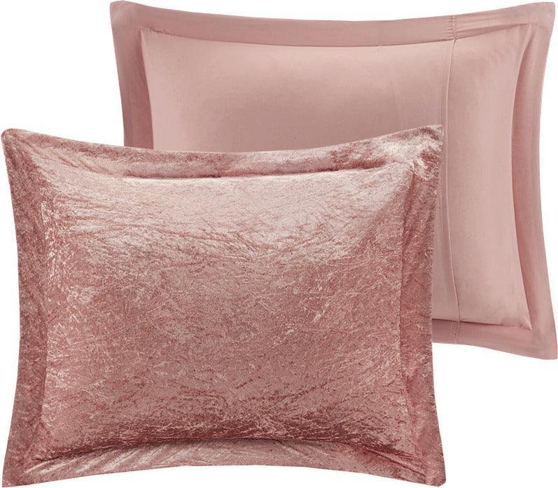 Felicia Casual Velvet Comforter Set Blush King/Cal King Olliix.com