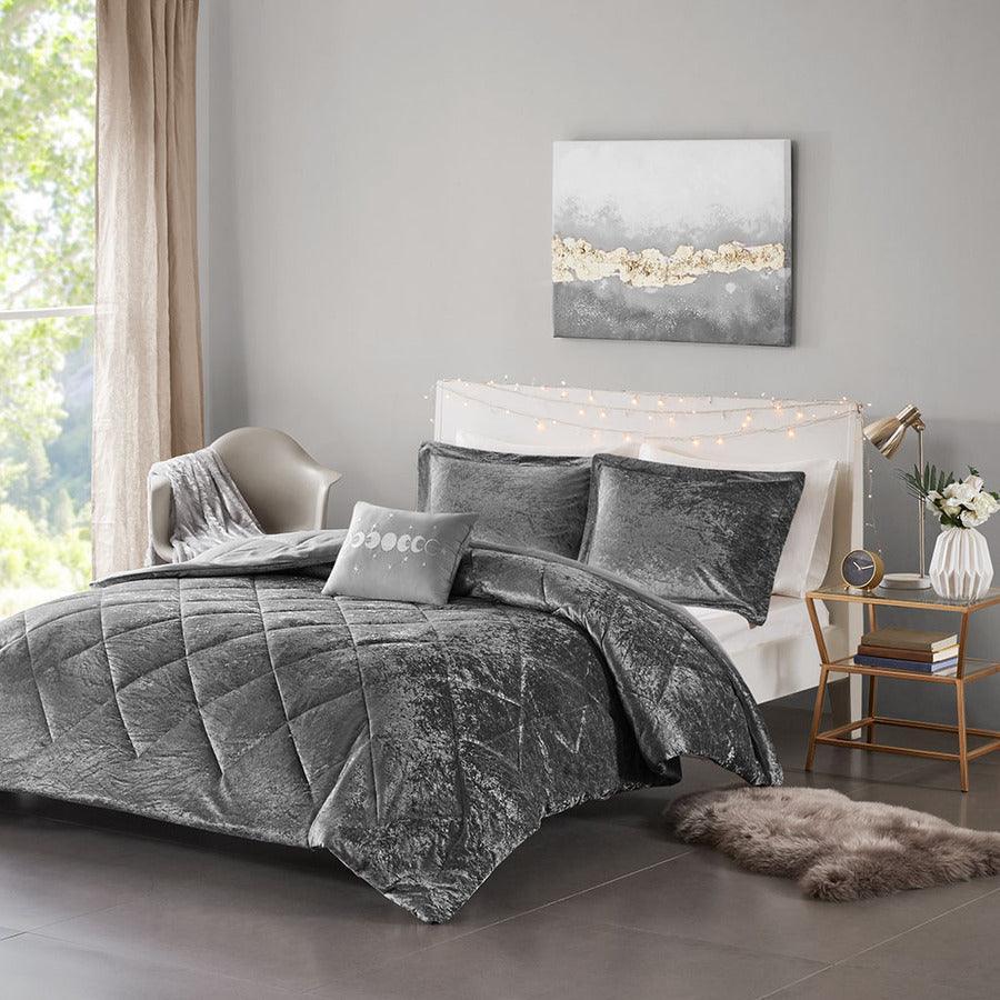 Felicia Full/Queen Comforter (Set) Gray Olliix.com