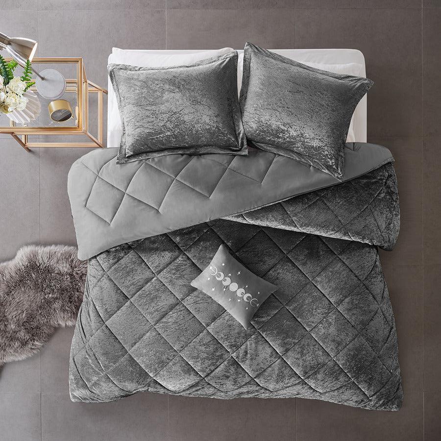 Felicia Full/Queen Comforter (Set) Gray Olliix.com