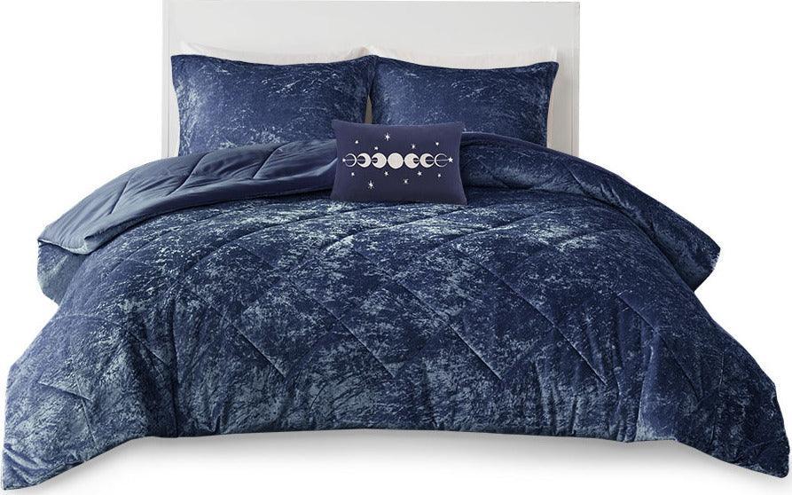 Felicia Full/Queen Comforter (Set) Navy Olliix.com