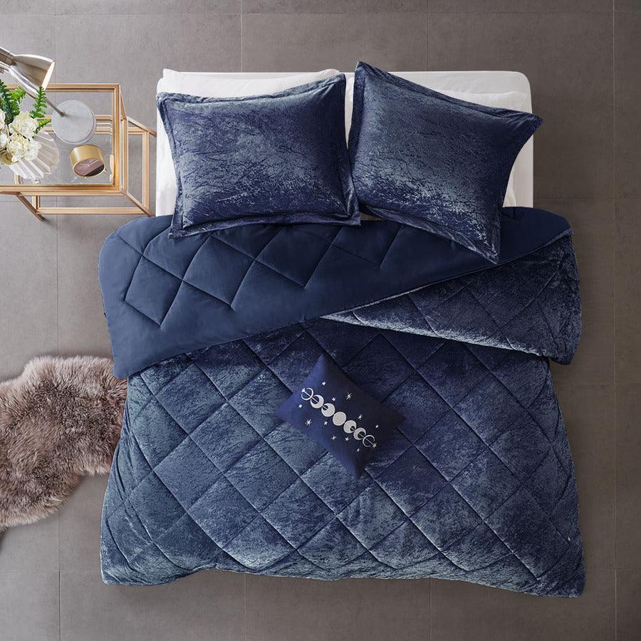 Felicia Full/Queen Comforter (Set) Navy Olliix.com