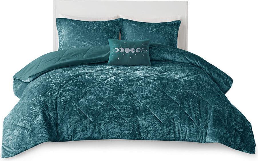 Felicia Full/Queen Comforter (Set) Teal Olliix.com