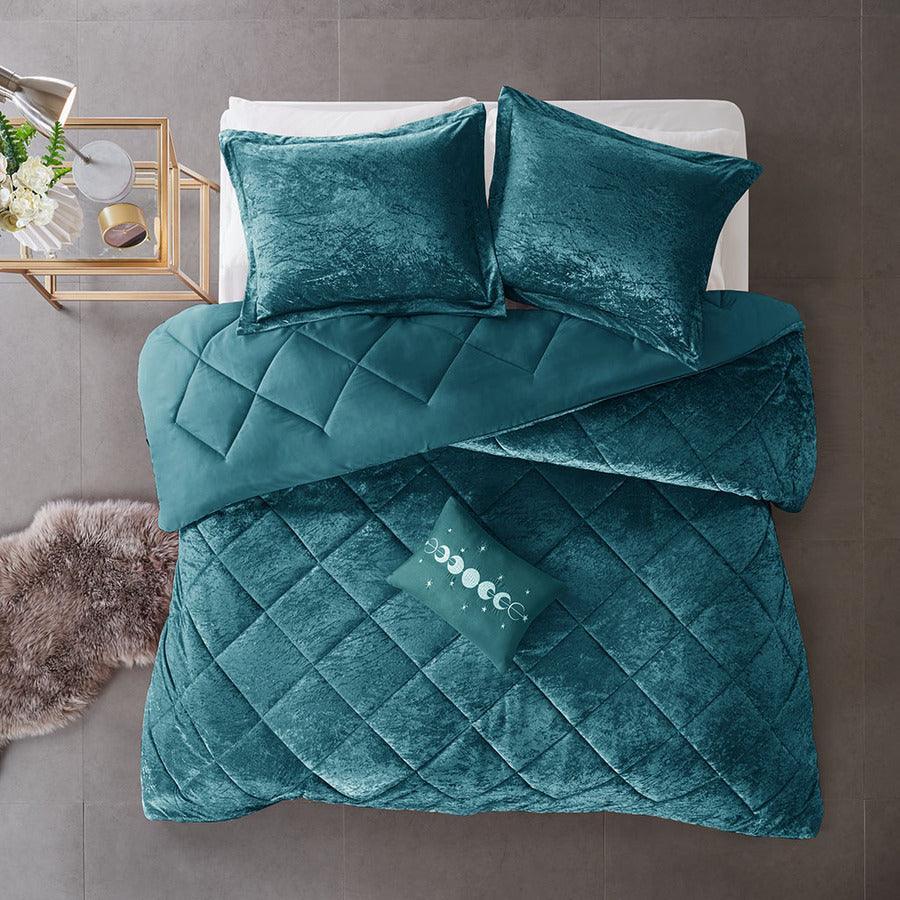 Felicia Full/Queen Comforter (Set) Teal Olliix.com