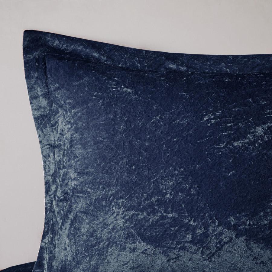 Felicia King/California King Velvet Duvet Cover Set Navy Olliix.com