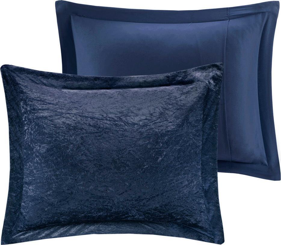 Felicia King/California King Velvet Duvet Cover Set Navy Olliix.com