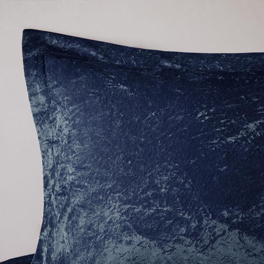 Felicia Modern Velvet Comforter Set Navy King/Cal King Olliix.com