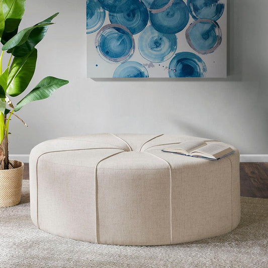 Ferris Traditional Oval Ottoman 48.5"W x 32.5"D x 18"H Cream Olliix.com