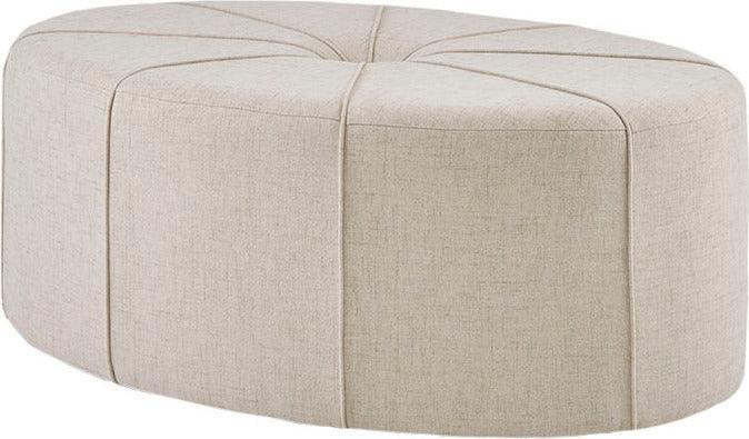 Ferris Traditional Oval Ottoman 48.5"W x 32.5"D x 18"H Cream Olliix.com