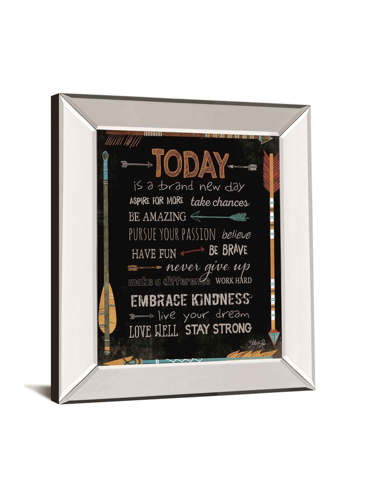 Today Is A Brand New Day By Marla Rae - Mirror Framed Print Wall Art - Black Classy Art