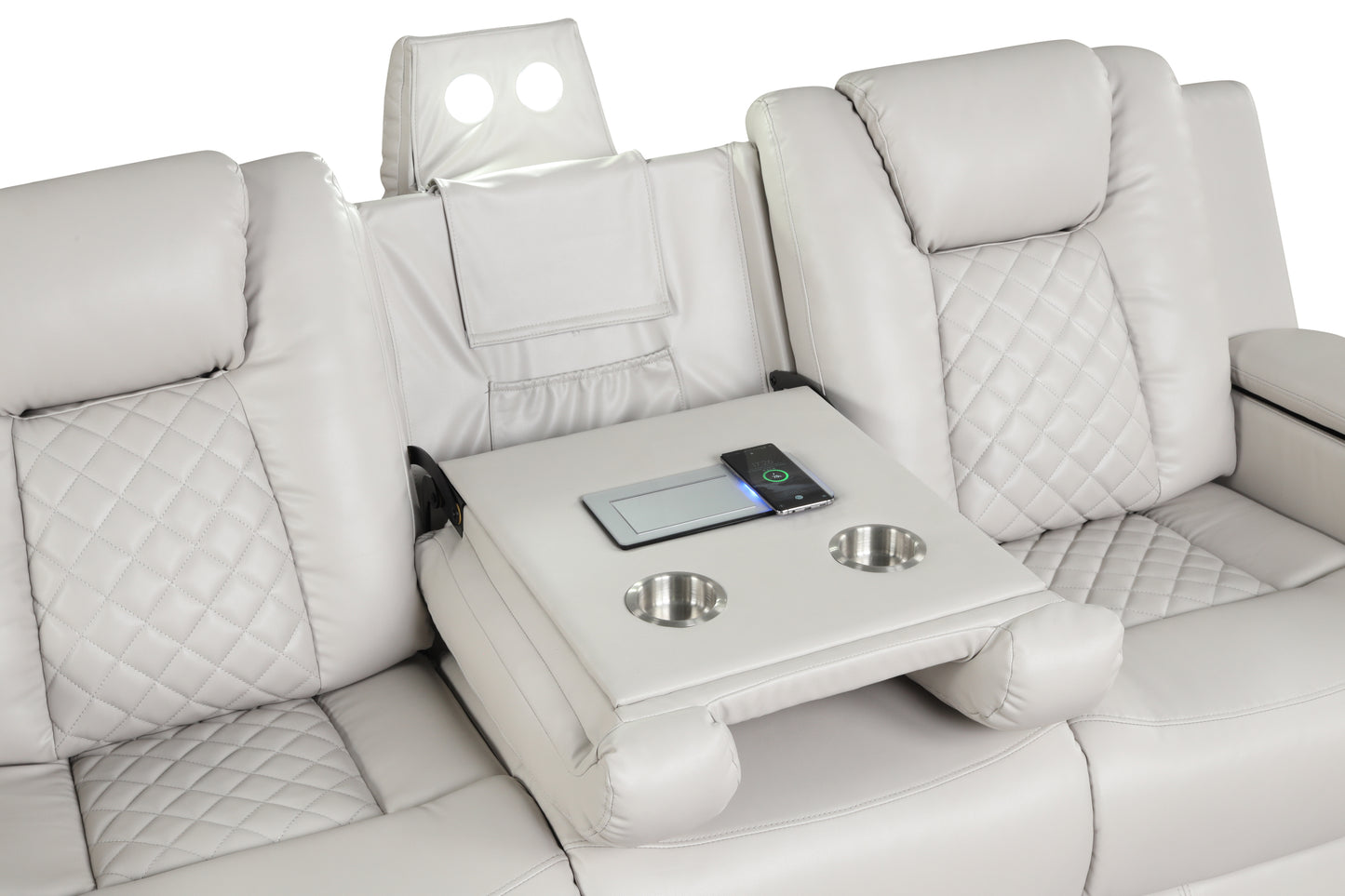 Benz LED & Power Recliner 3 PC Made With Faux Leather in Ice (FREE SHIPPING) House to Home Furnishings LLC