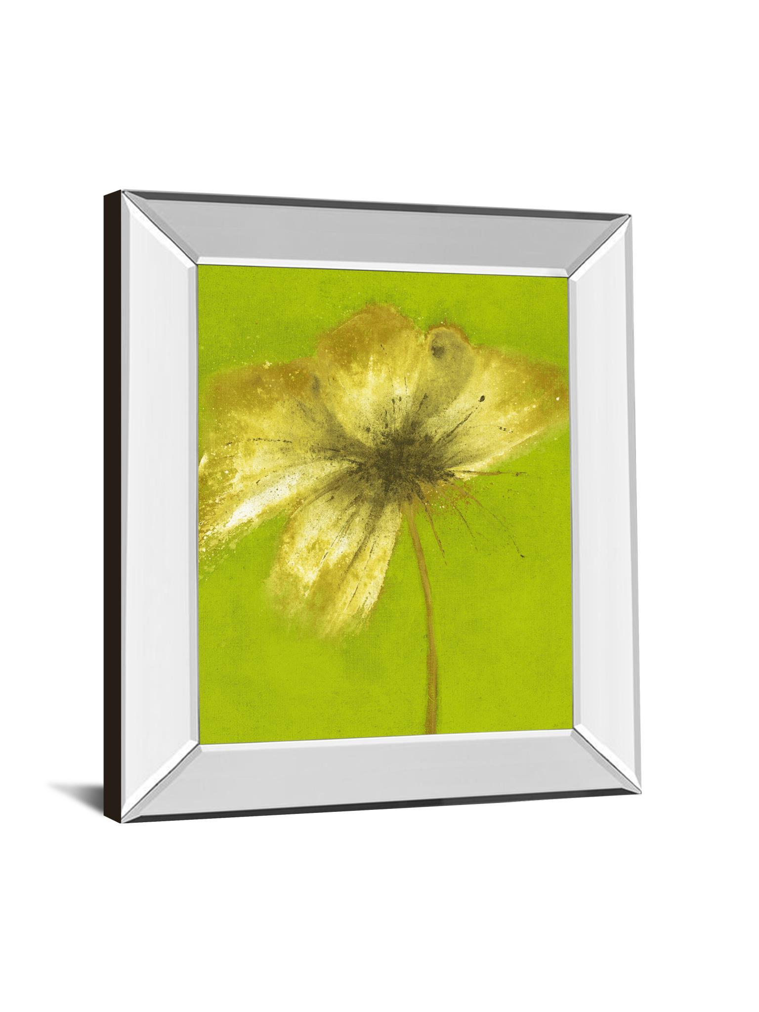 Floral Burst Vl By Emma Forrester - Mirror Framed Print Wall Art - Green Classy Art