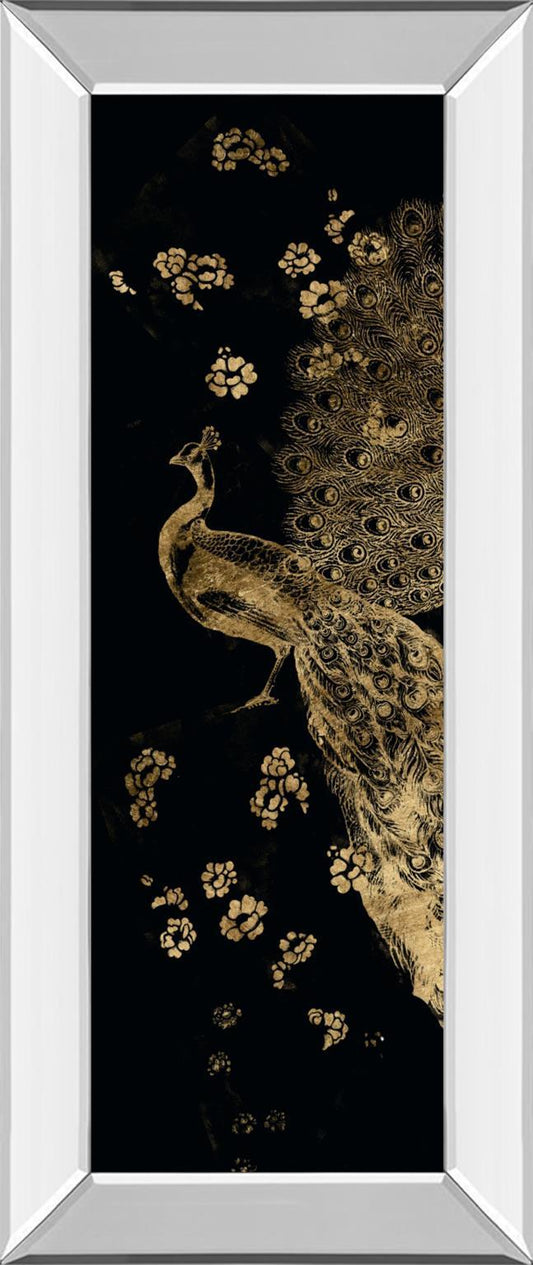 Gilded Peacock Triptych I By Jennifer Goldberger - Black Classy Art