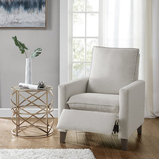 Upholstered Manual Push Back Recliner Ivory Olliix.com