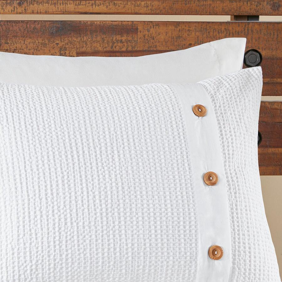 Finley Casual| 3 Piece Cotton Waffle Weave Comforter Set White Full/Queen Olliix.com