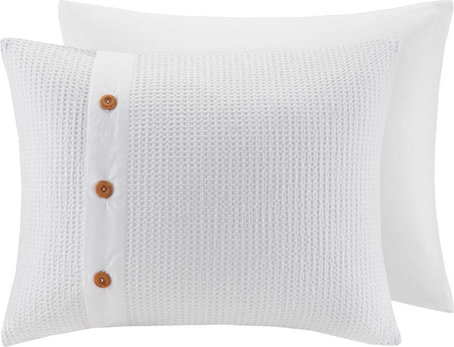 Finley Casual| 3 Piece Cotton Waffle Weave Comforter Set White Full/Queen Olliix.com