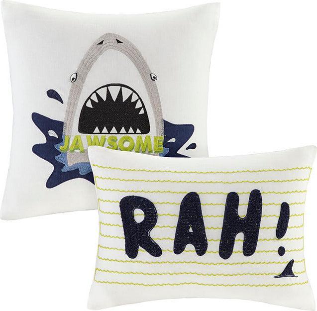 Finn Shark Casual Cotton Comforter Set Green & Navy Full/Queen Olliix.com