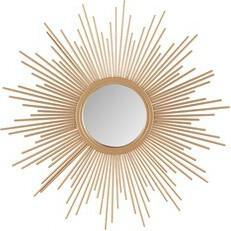 Fiore 14.5" Round Sunburst Wall Decor Mirror Gold Olliix.com