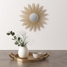 Fiore 14.5" Round Sunburst Wall Decor Mirror Gold Olliix.com