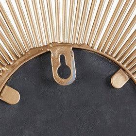 Fiore Round Sunburst Wall Decor Mirror Gold Olliix.com