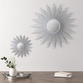 Fiore Round Sunburst Wall Decor Mirror Silver Olliix.com