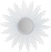 Fiore Round Sunburst Wall Decor Mirror Silver Olliix.com