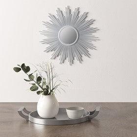 Fiore Round Sunburst Wall Decor Mirror Silver Olliix.com