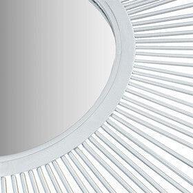 Fiore Round Sunburst Wall Decor Mirror Silver Olliix.com