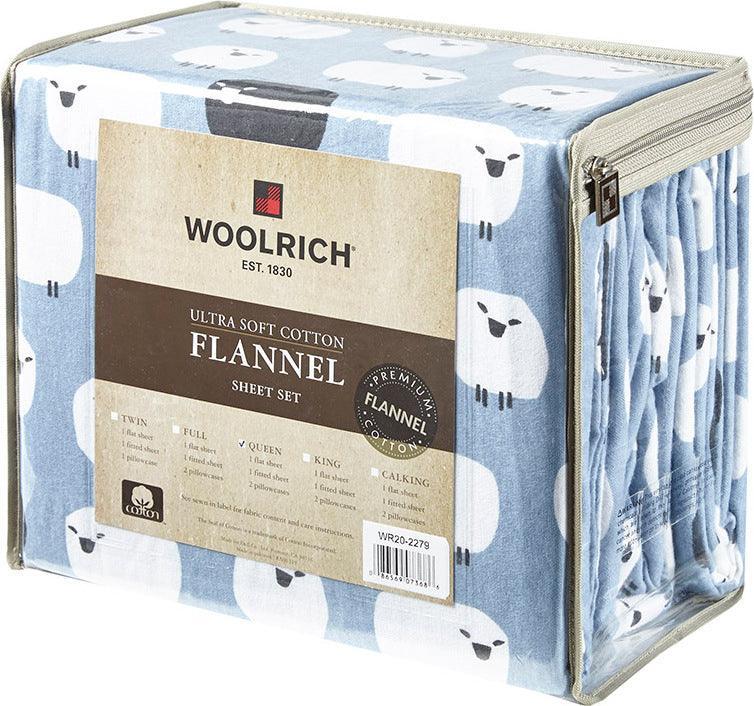 Flannel California King Cotton Sheet Set Blue Olliix.com