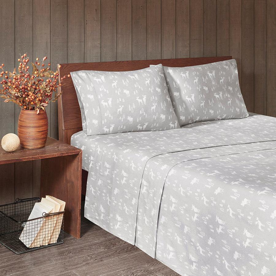 Flannel California King Cotton Sheet Set Gray Olliix.com