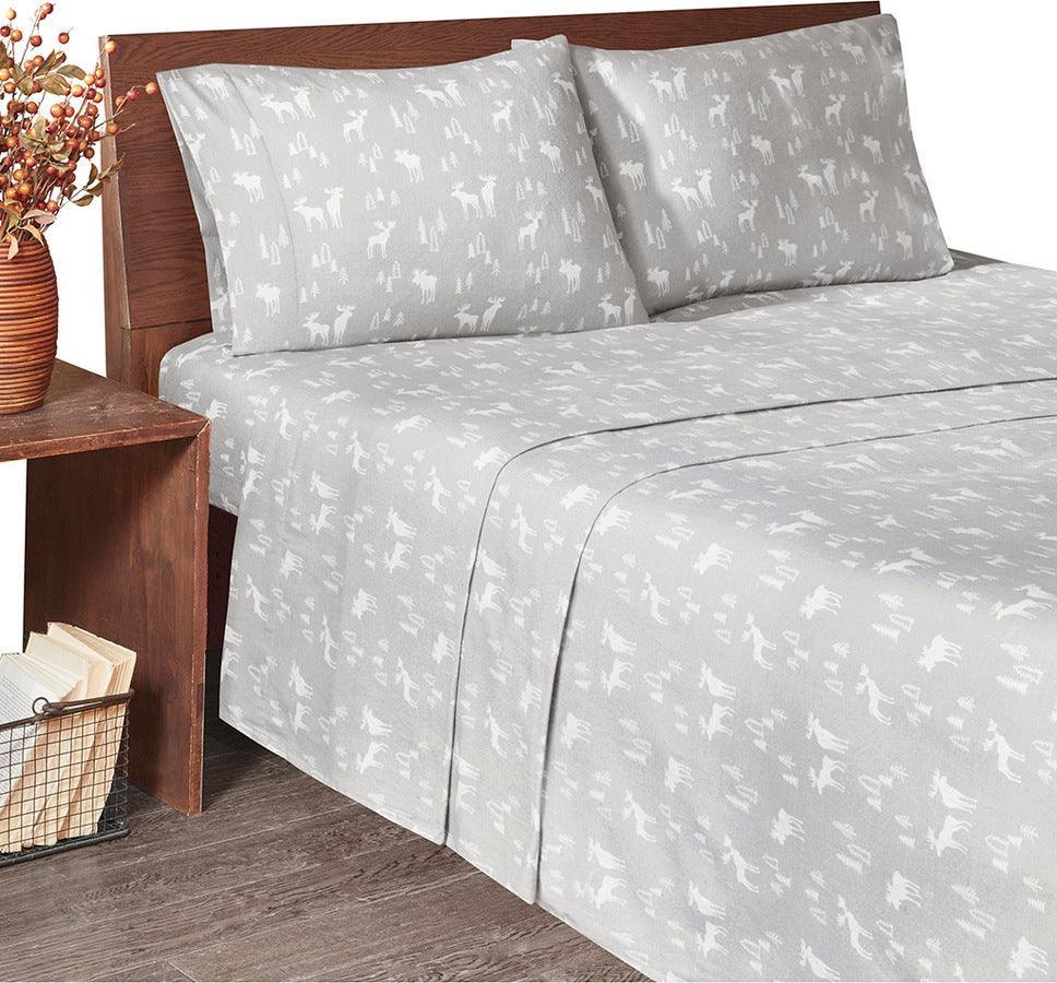 Flannel California King Cotton Sheet Set Gray Olliix.com