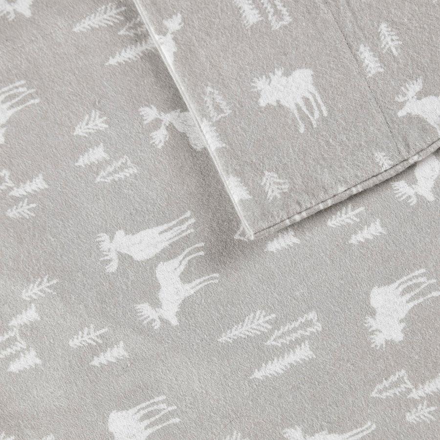 Flannel California King Cotton Sheet Set Gray Olliix.com