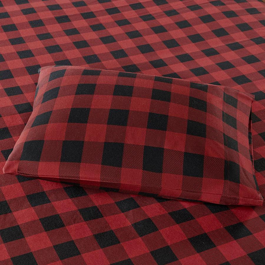 Flannel California King Cotton Sheet Set Red & Black Olliix.com