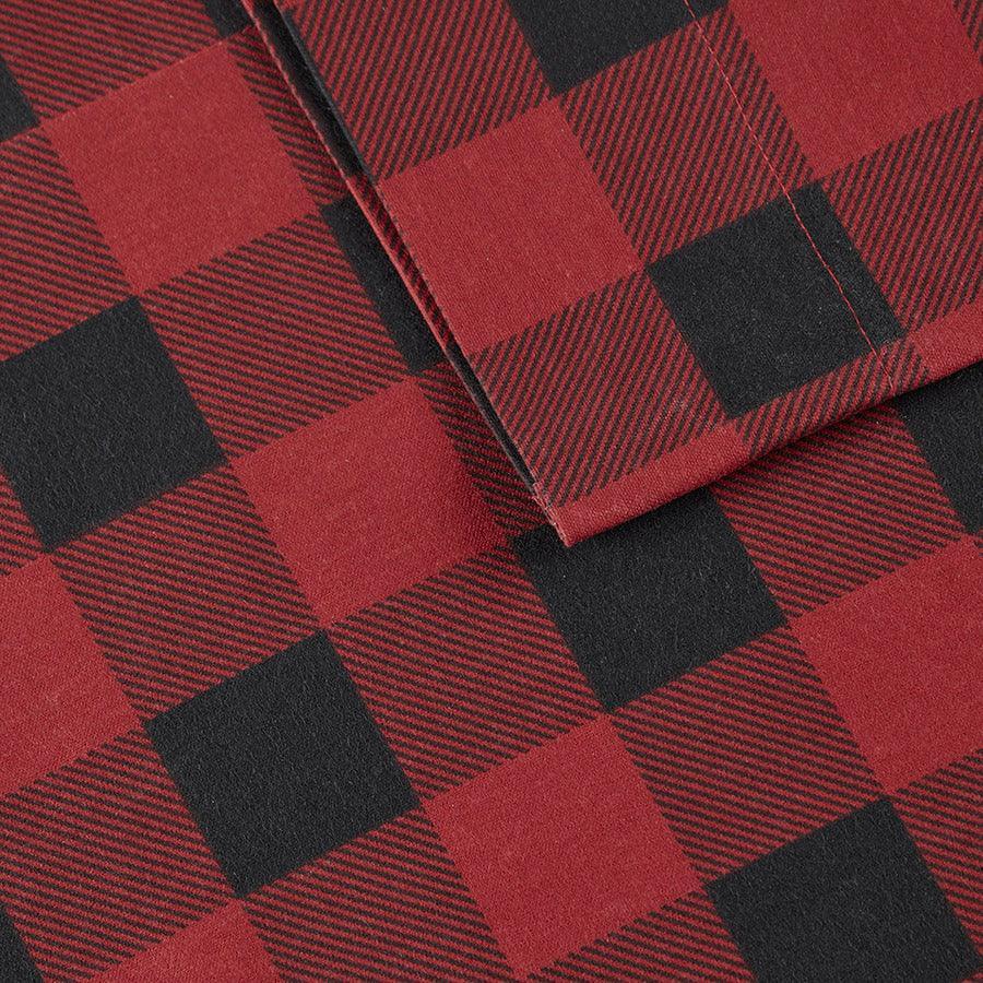 Flannel California King Cotton Sheet Set Red & Black Olliix.com